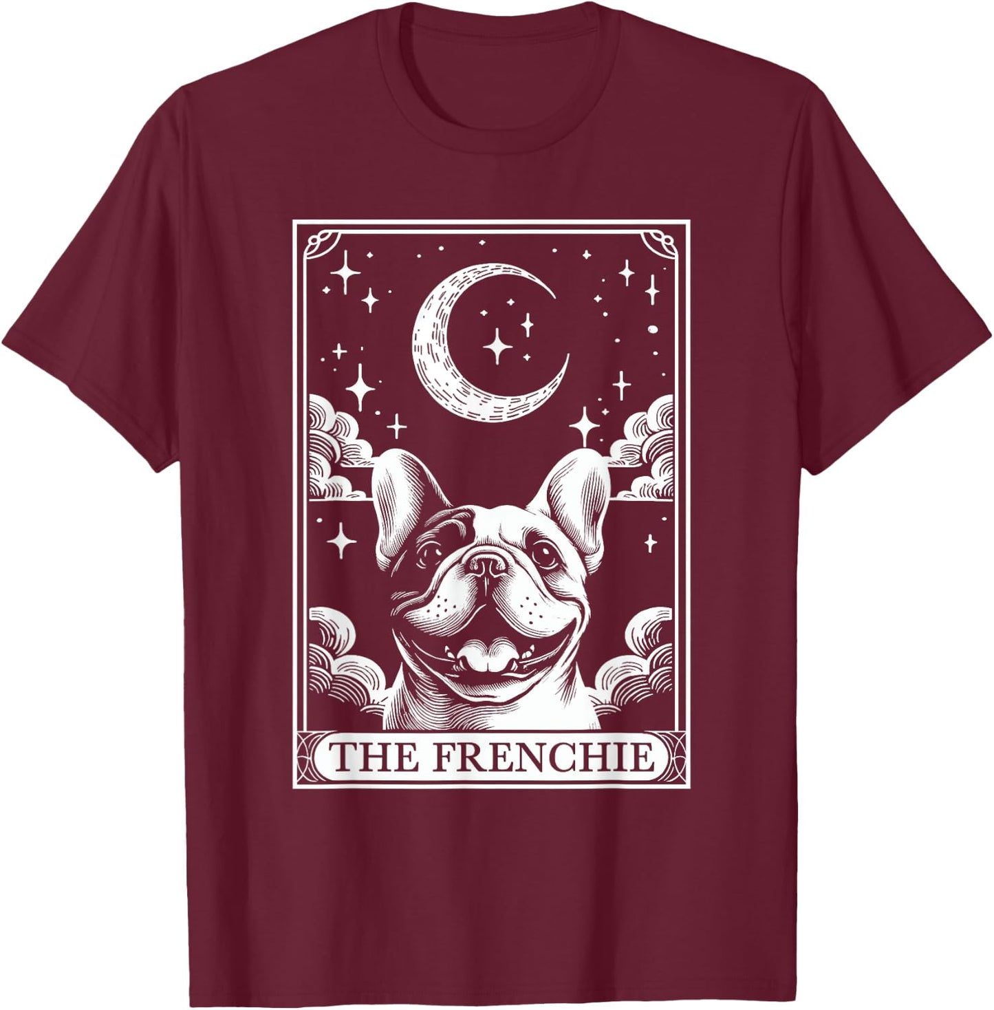 Tarot Card Vintage Crescent Moon French Bulldog Dog Mom T-Shirt - T-Shirt | Maroon