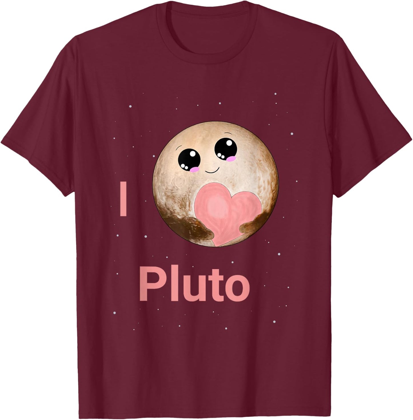 I Love Pluto Heart Cute Pluto Planet Space Kawaii T-Shirt - T-Shirt | Maroon