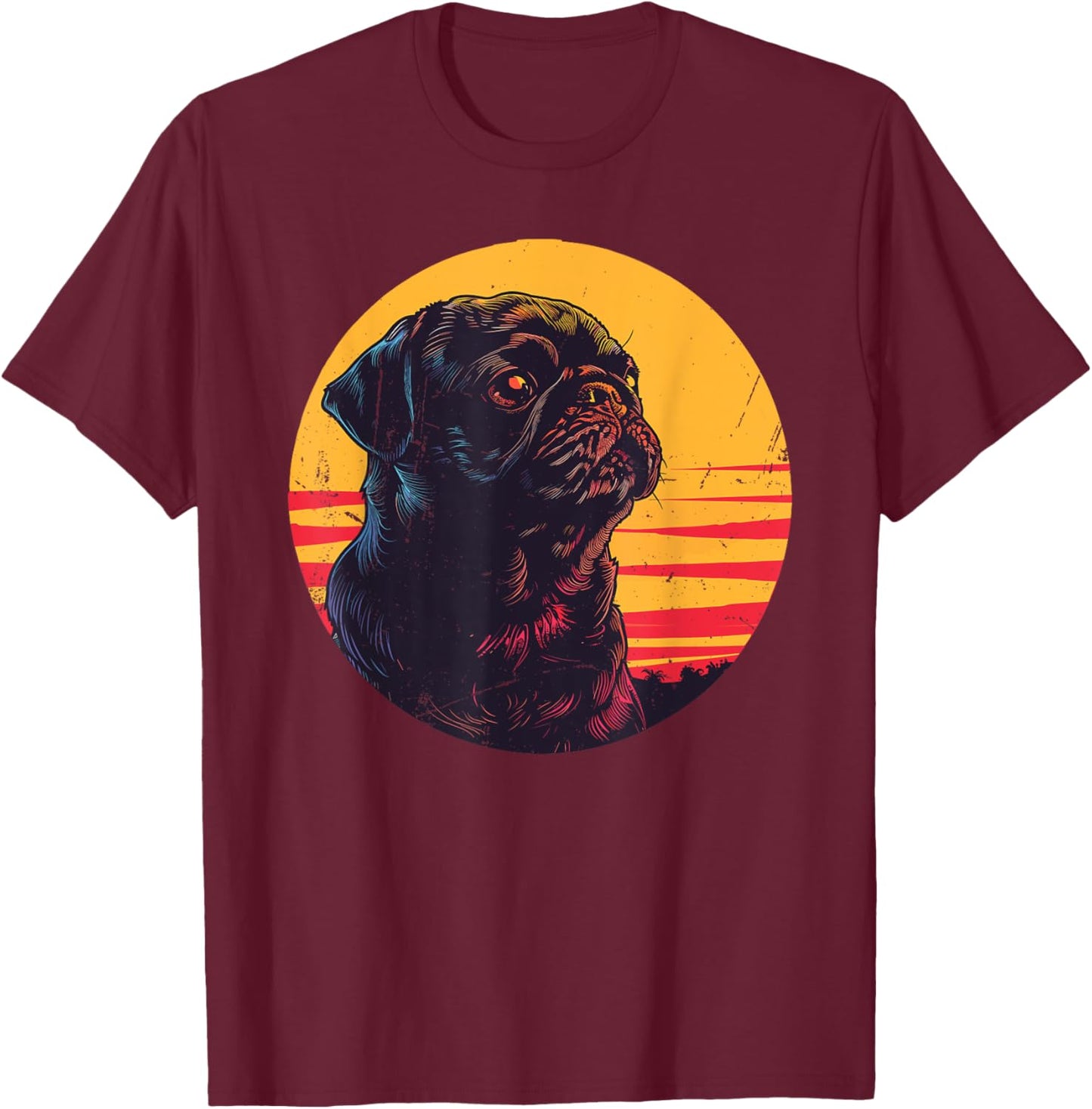 Retro Vintage Pug Christmas Birthday Gift Pug Dog Owner Women Kids T-Shirt - T-Shirt | Maroon