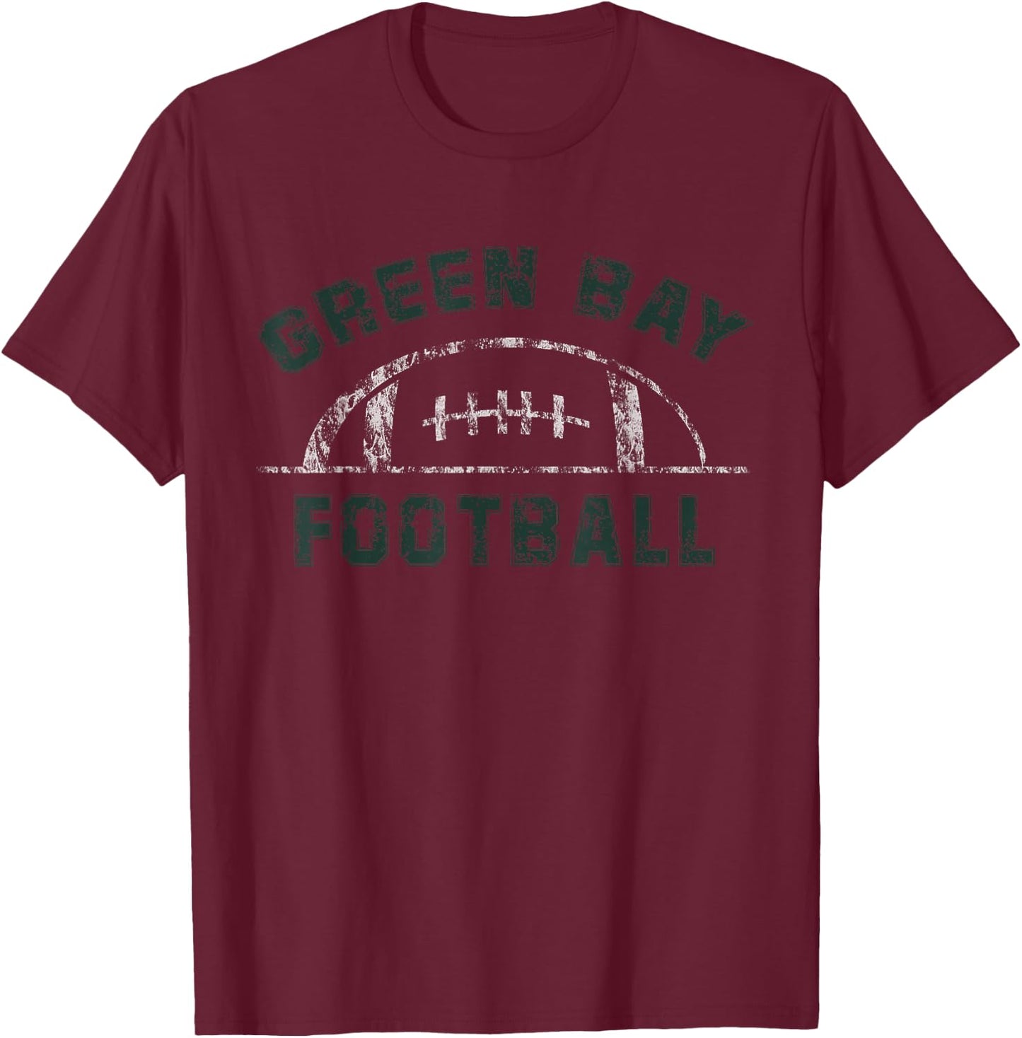 Green Bay Football | End Zone Game Day Distressed Vintage T-Shirt - T-Shirt | Maroon