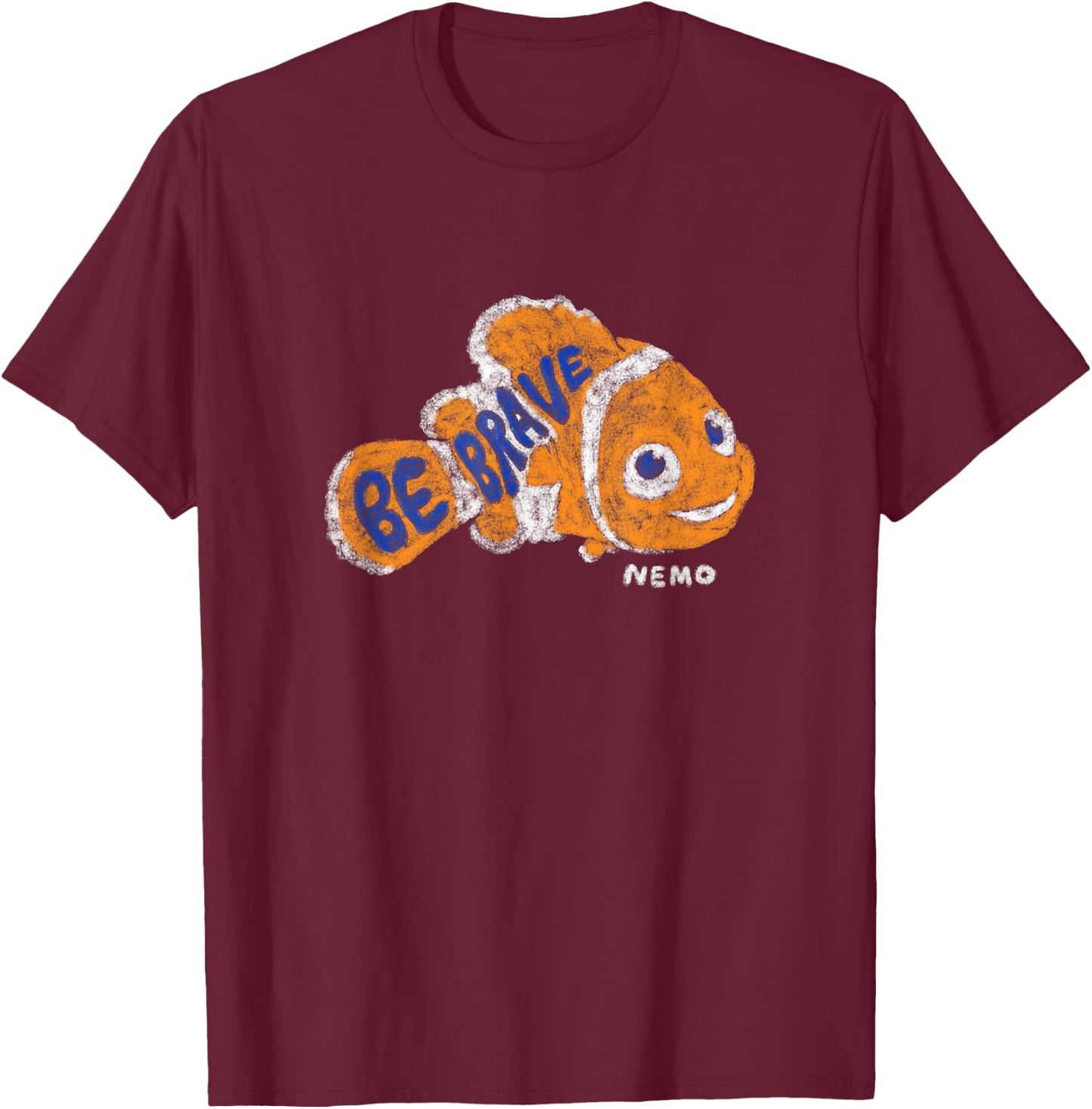 Disney Pixar Finding Nemo Be Brave Nemo Distressed Big Logo T-Shirt - T-Shirt | Maroon