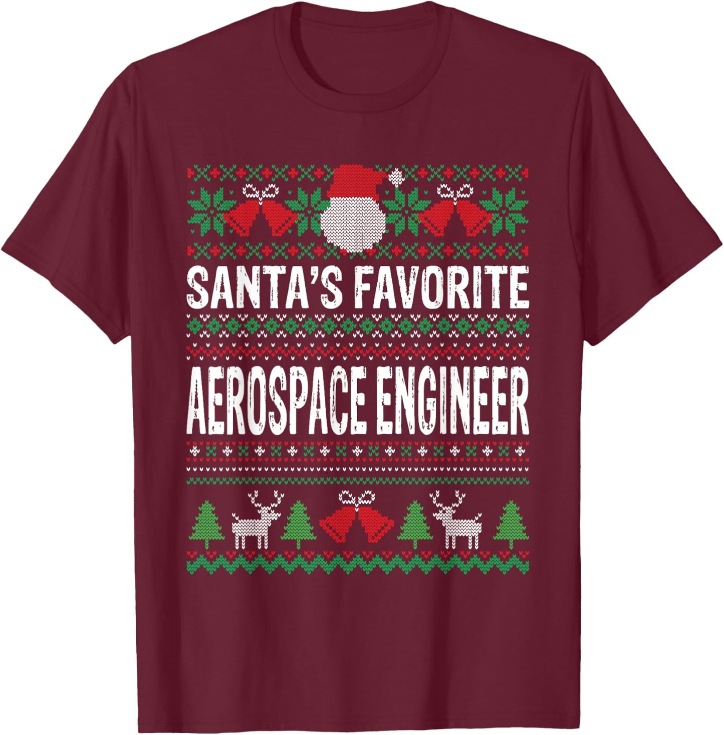 Santa's Favorite Aerospace Engineer Xmas T-Shirt - T-Shirt | Maroon