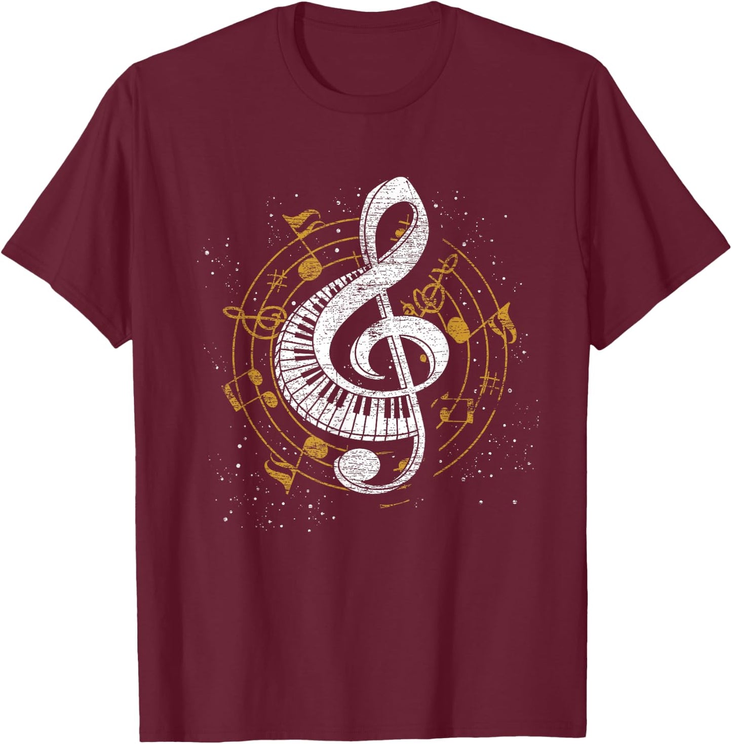 Music Sheet Music Piano Orchestra Musicians Piano Clef T-Shirt - T-Shirt | Maroon