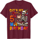 It's My 5th Birthday Halloween Skeleton Matching Party T-Shirt - T-Shirt | Maroon