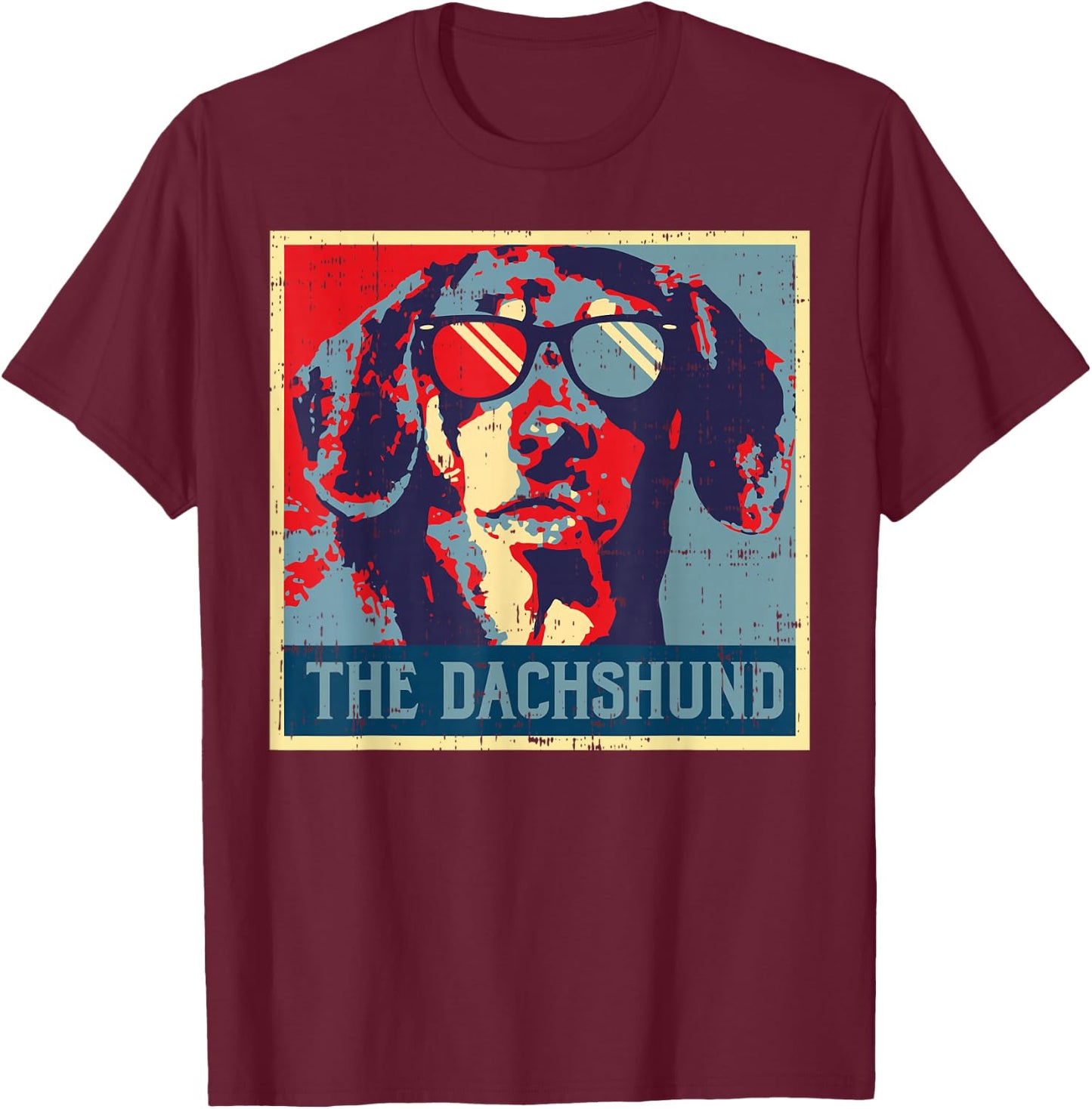 Dachshund Poster Vintage Weiner Sausage Dog Animal Pet Gift T-Shirt - T-Shirt | Maroon