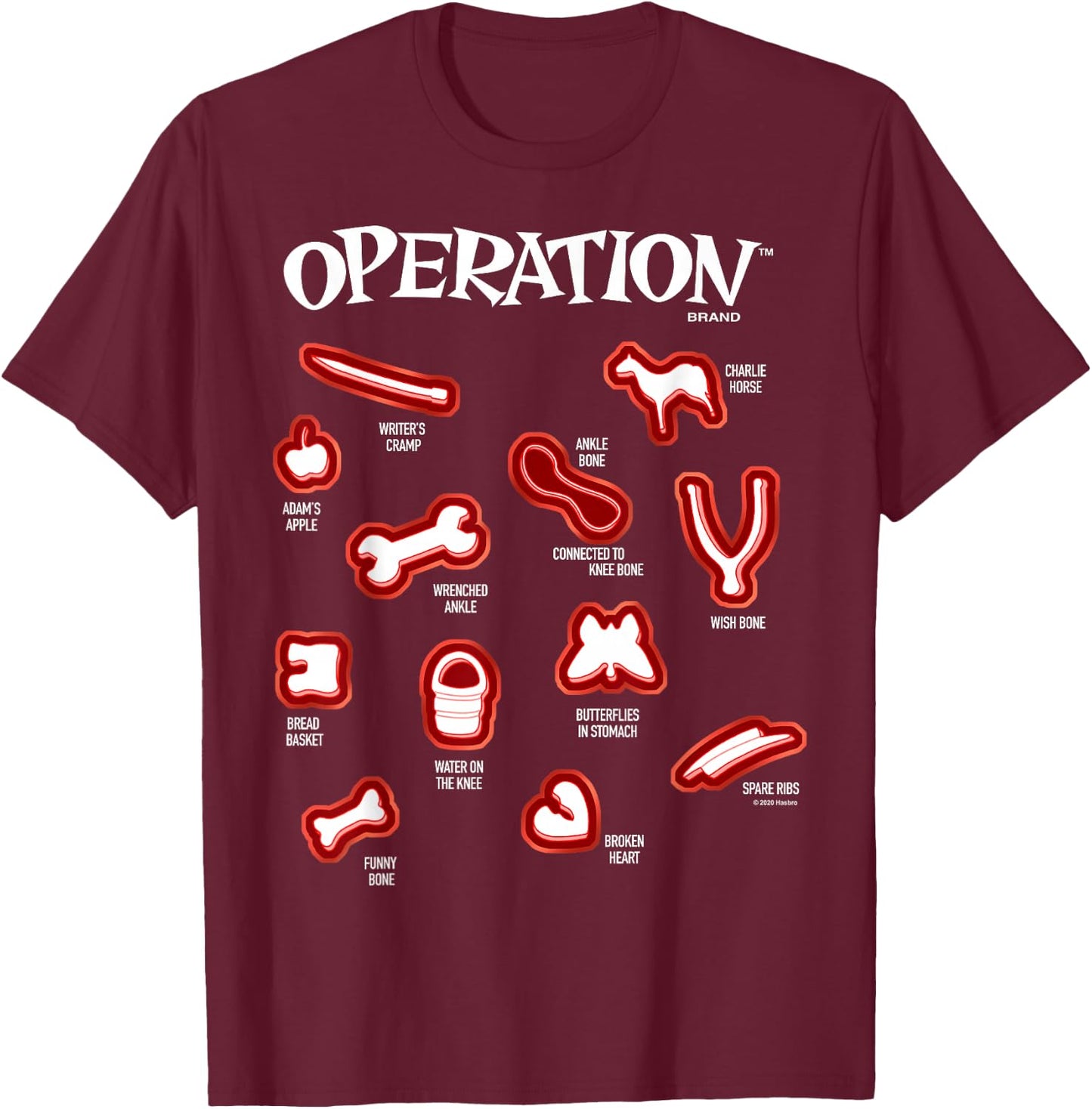 Operation Classic Icon & Game Pieces T-Shirt - T-Shirt | Maroon