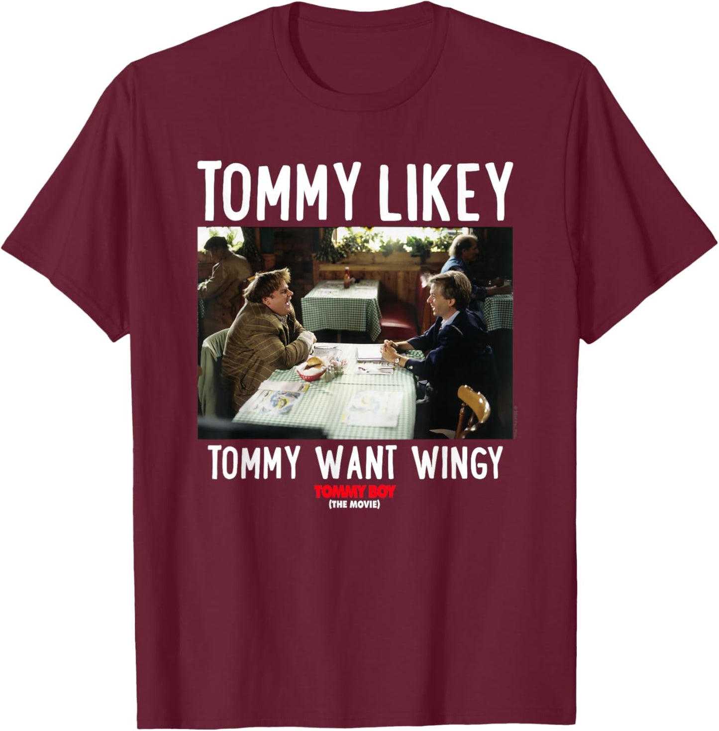 Tommy Boy Tommy Likey , Small, Black T-Shirt - T-Shirt | Maroon