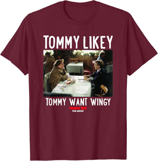 Tommy Boy Tommy Likey , Small, Black T-Shirt - T-Shirt | Maroon