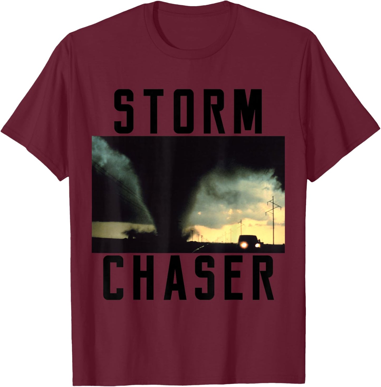 Storm Chaser Tornado Picture Weather Meteorologist T-Shirt - T-Shirt | Maroon
