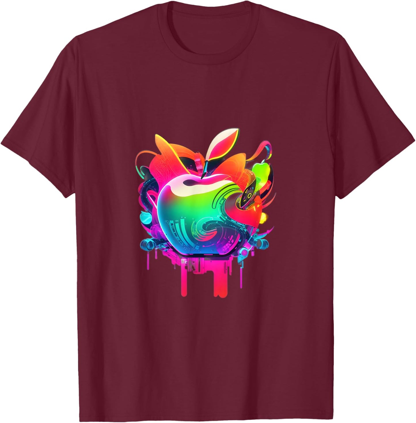 EDM Rave Festival Trippy Apple Electronic Dance Music T-Shirt - T-Shirt | Maroon