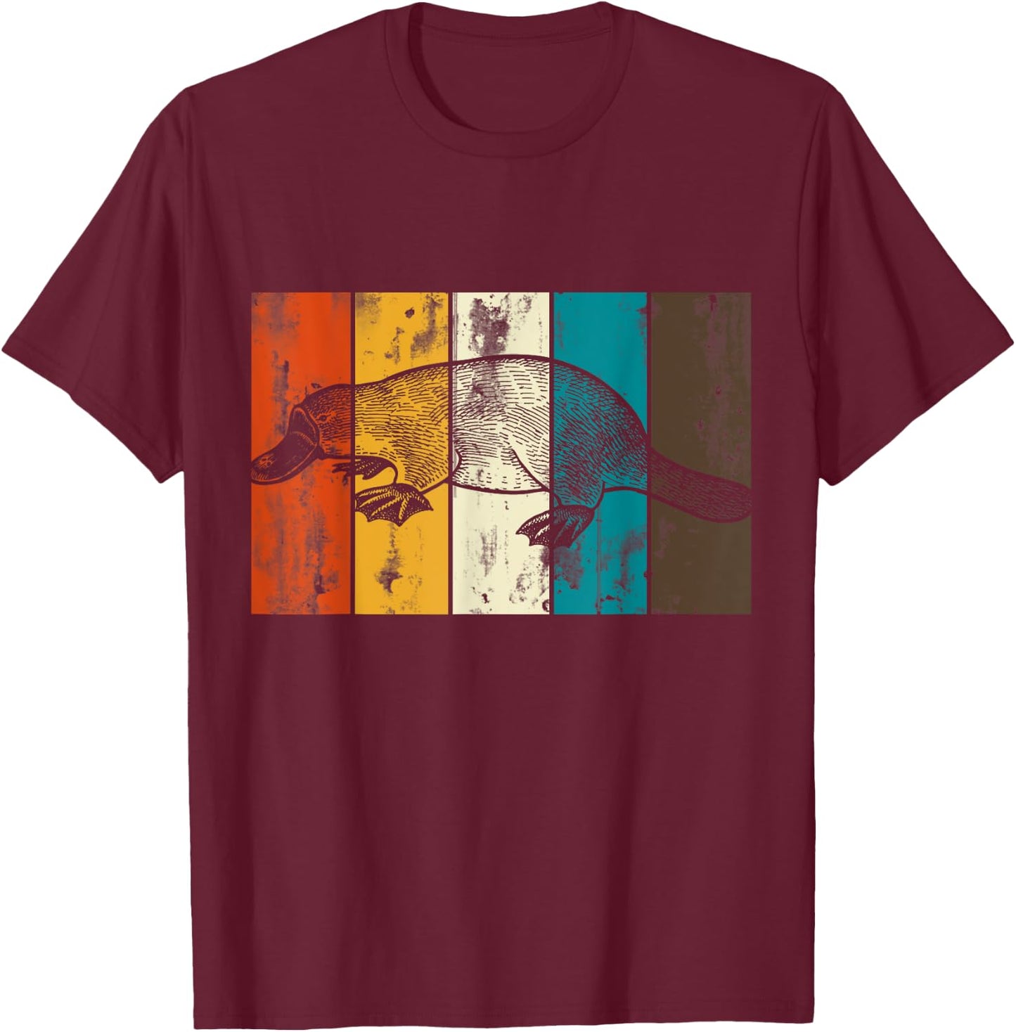 Retro Platypus T-Shirt - T-Shirt | Maroon