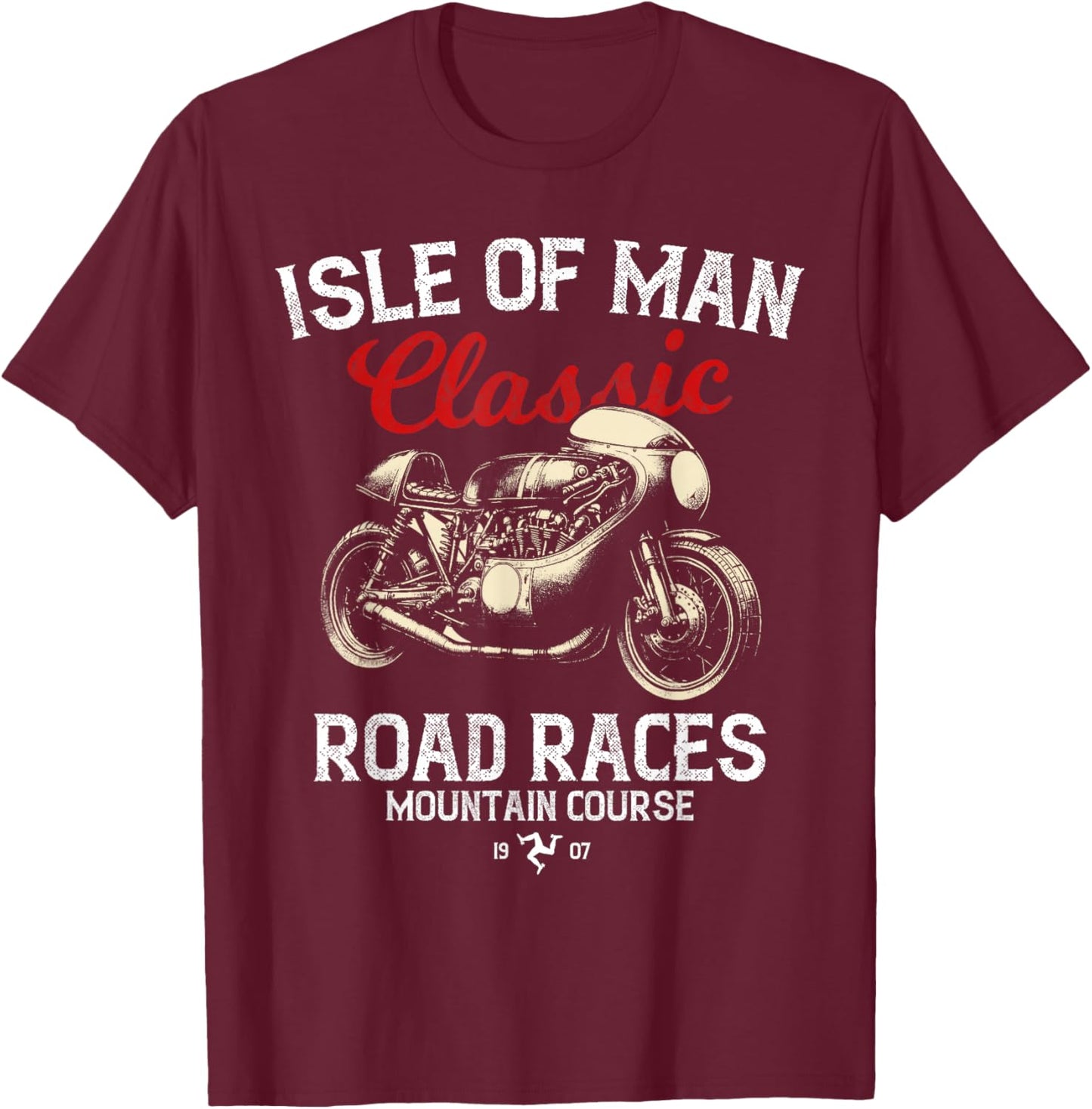 Retro Isle of Man TT Races Vintage Motorbike Race T-Shirt - T-Shirt | Maroon