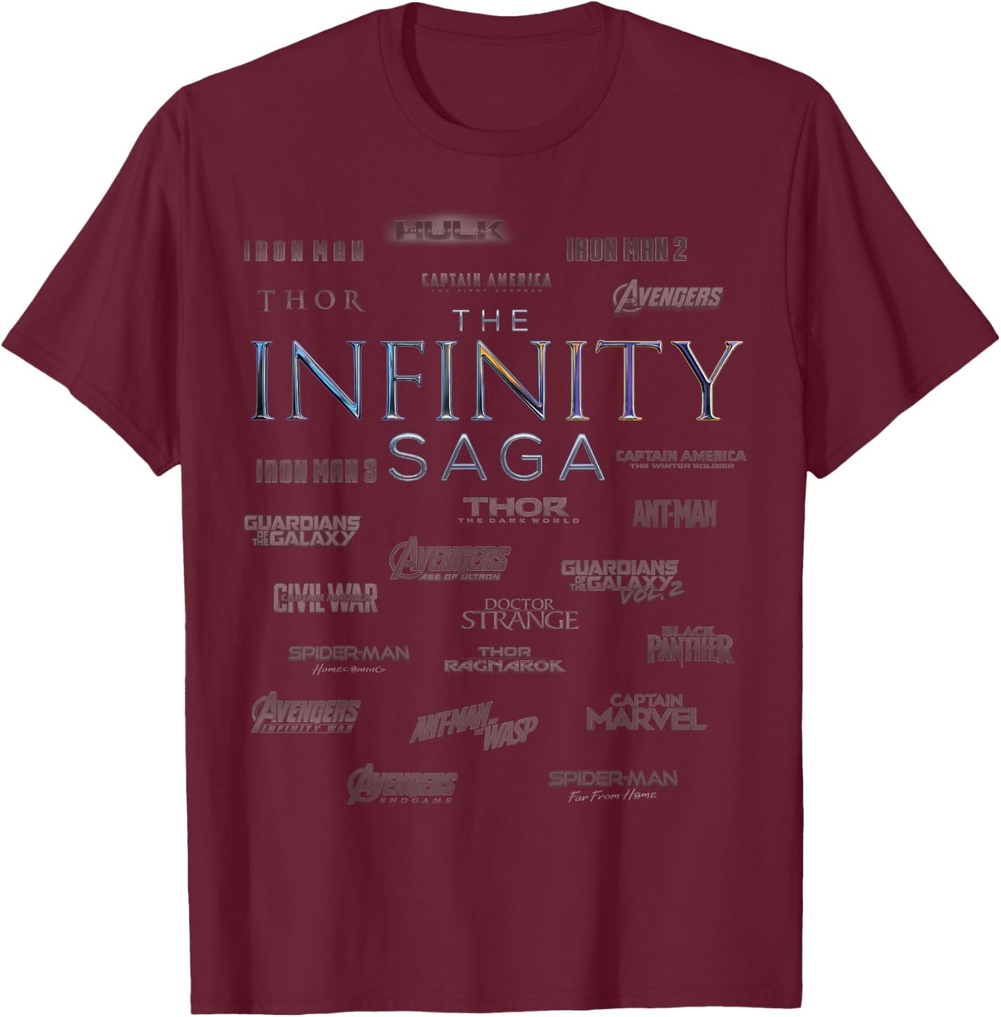 Marvel The Infinity Saga Logo Surround T-Shirt - T-Shirt | Maroon