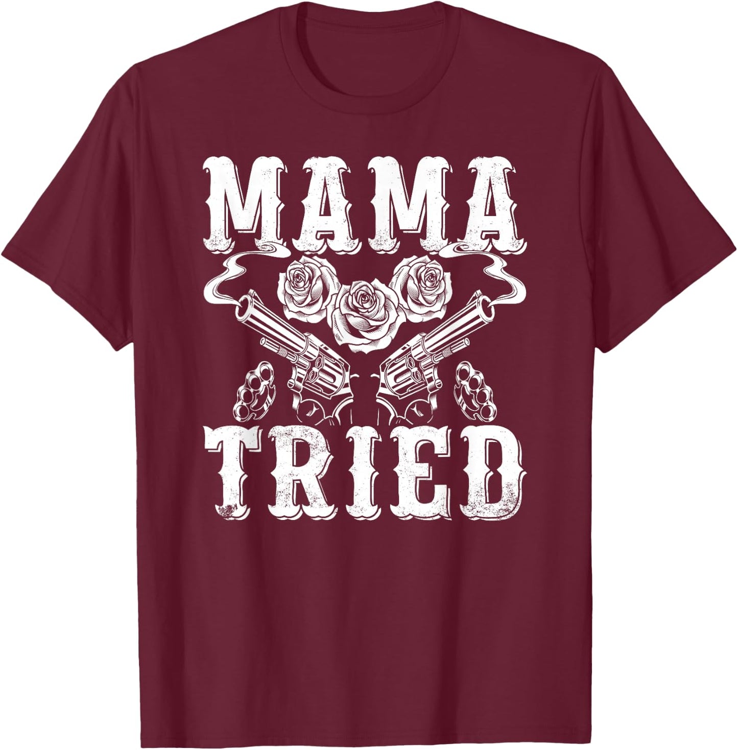 Outlaw Music Vintage Mama Tried Country T-Shirt - T-Shirt | Maroon