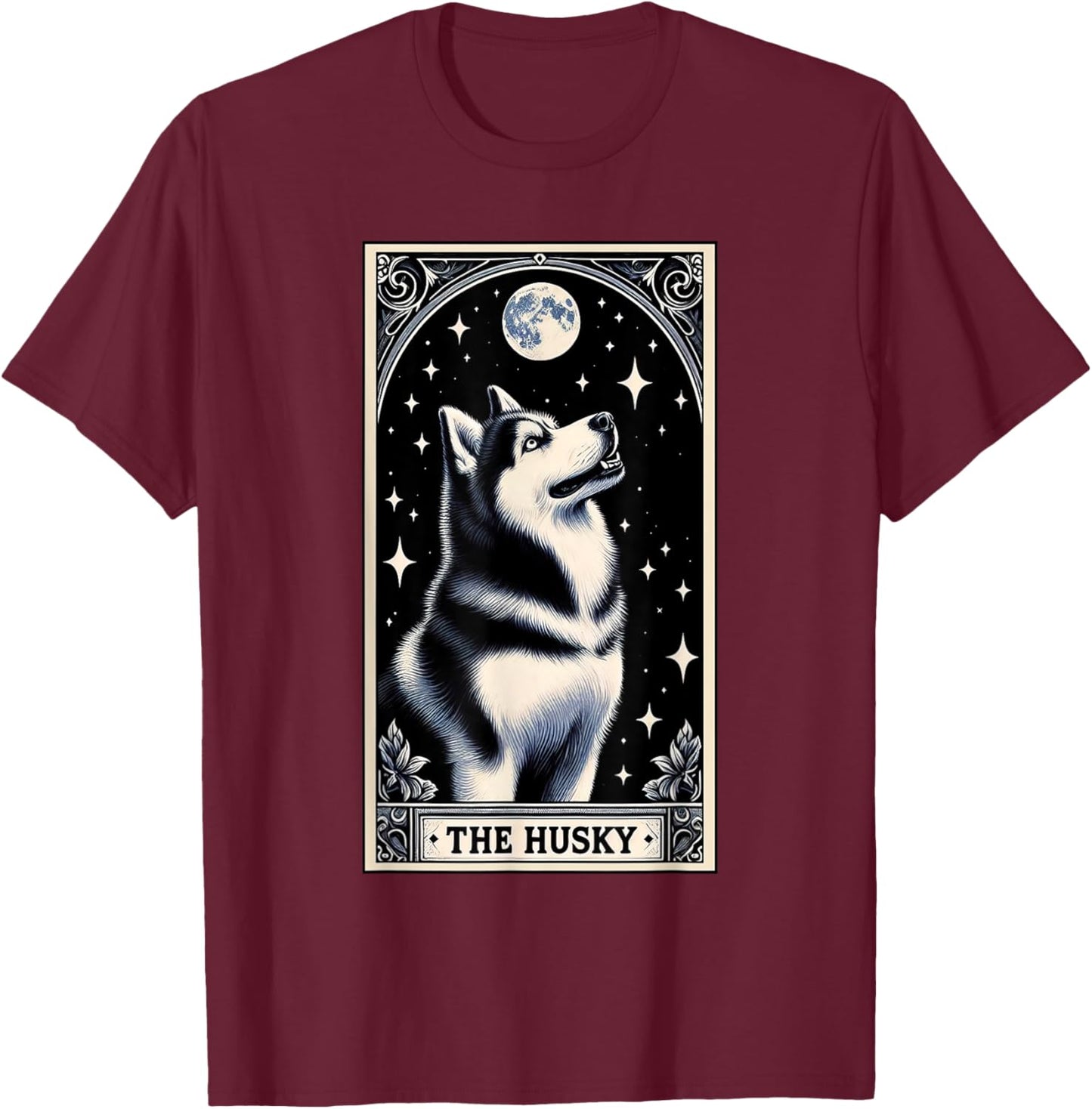 Funny The Husky Tarot Card Men Women Kids Siberian Husky T-Shirt - T-Shirt | Maroon