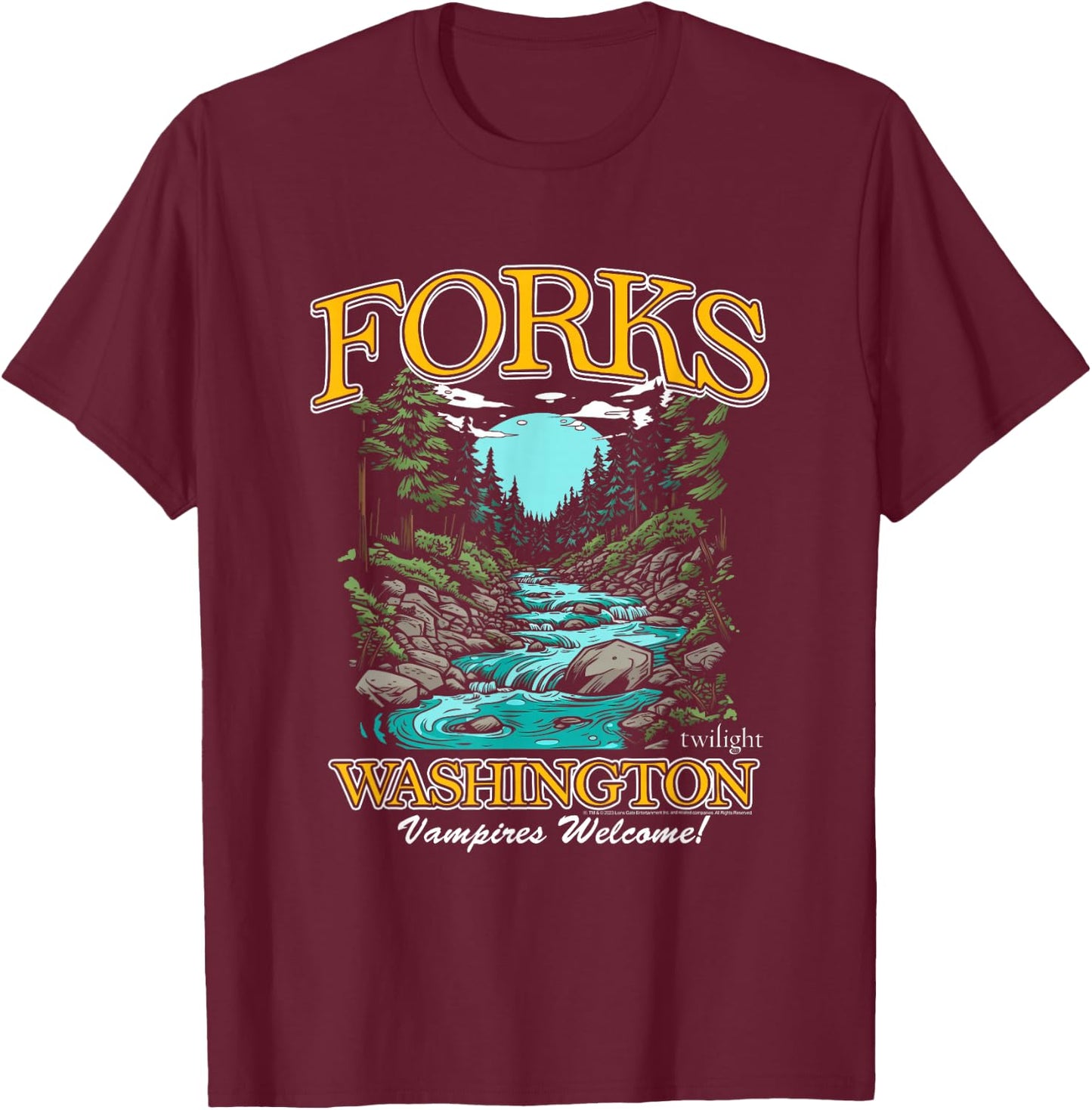 Twilight Forks Washington Vampires Welcome T-Shirt - T-Shirt | Maroon