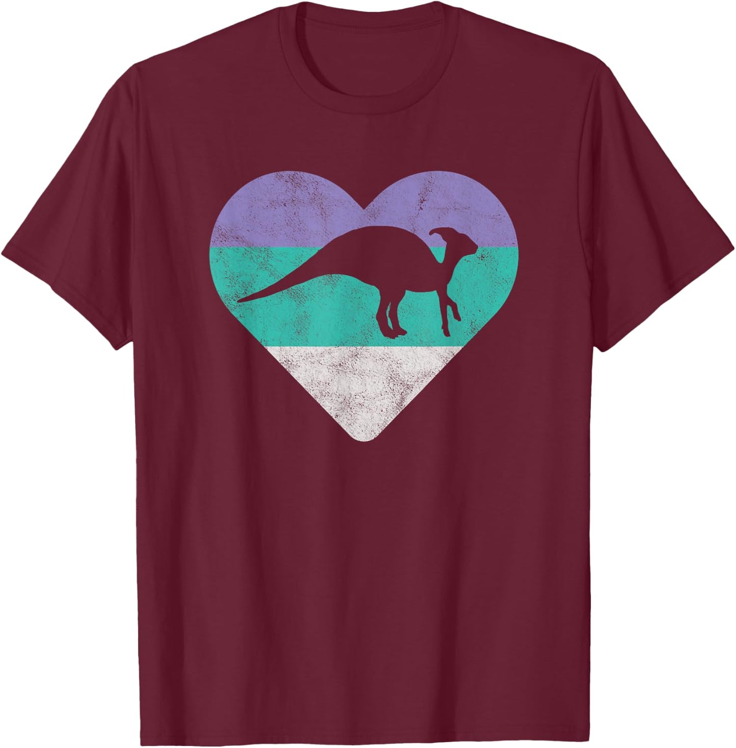 Parasaurolophus Retro Dinosaur Gift or Girls T-Shirt - T-Shirt | Maroon