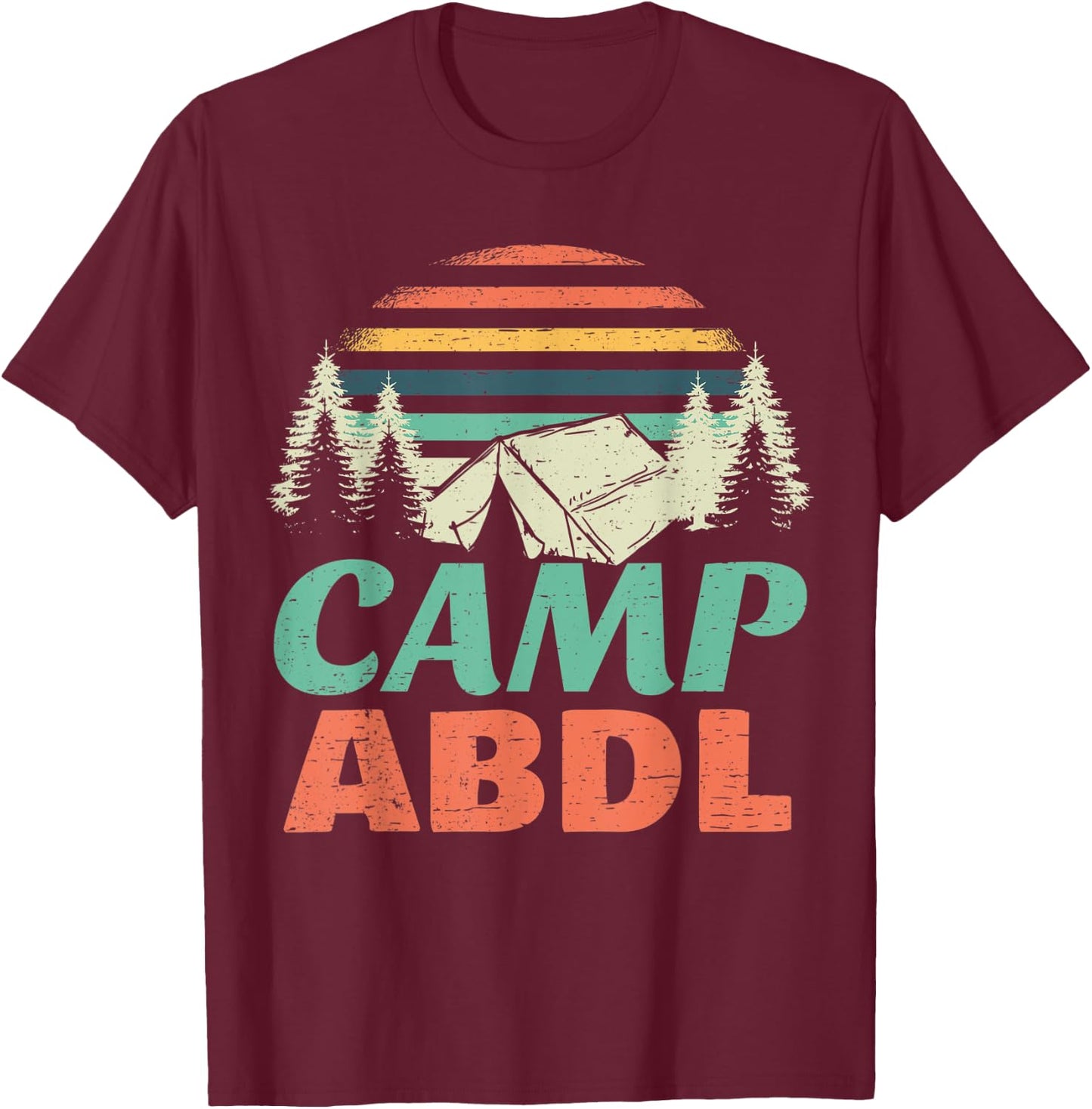 Retro Camp ABDL Vintage Style Camper Discreet Design AB DL T-Shirt - T-Shirt | Maroon