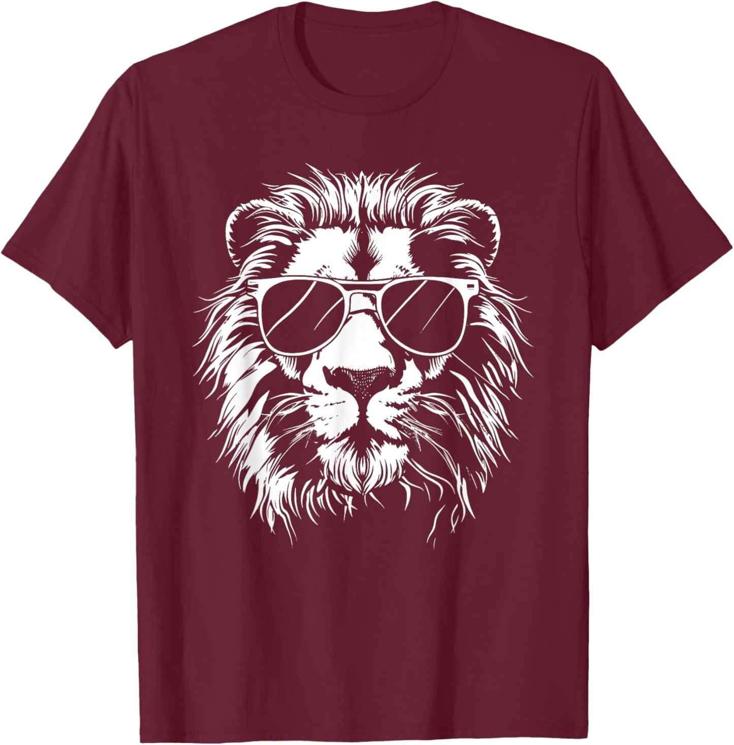 Lion Sunglasses Graphic T-Shirt - T-Shirt | Maroon