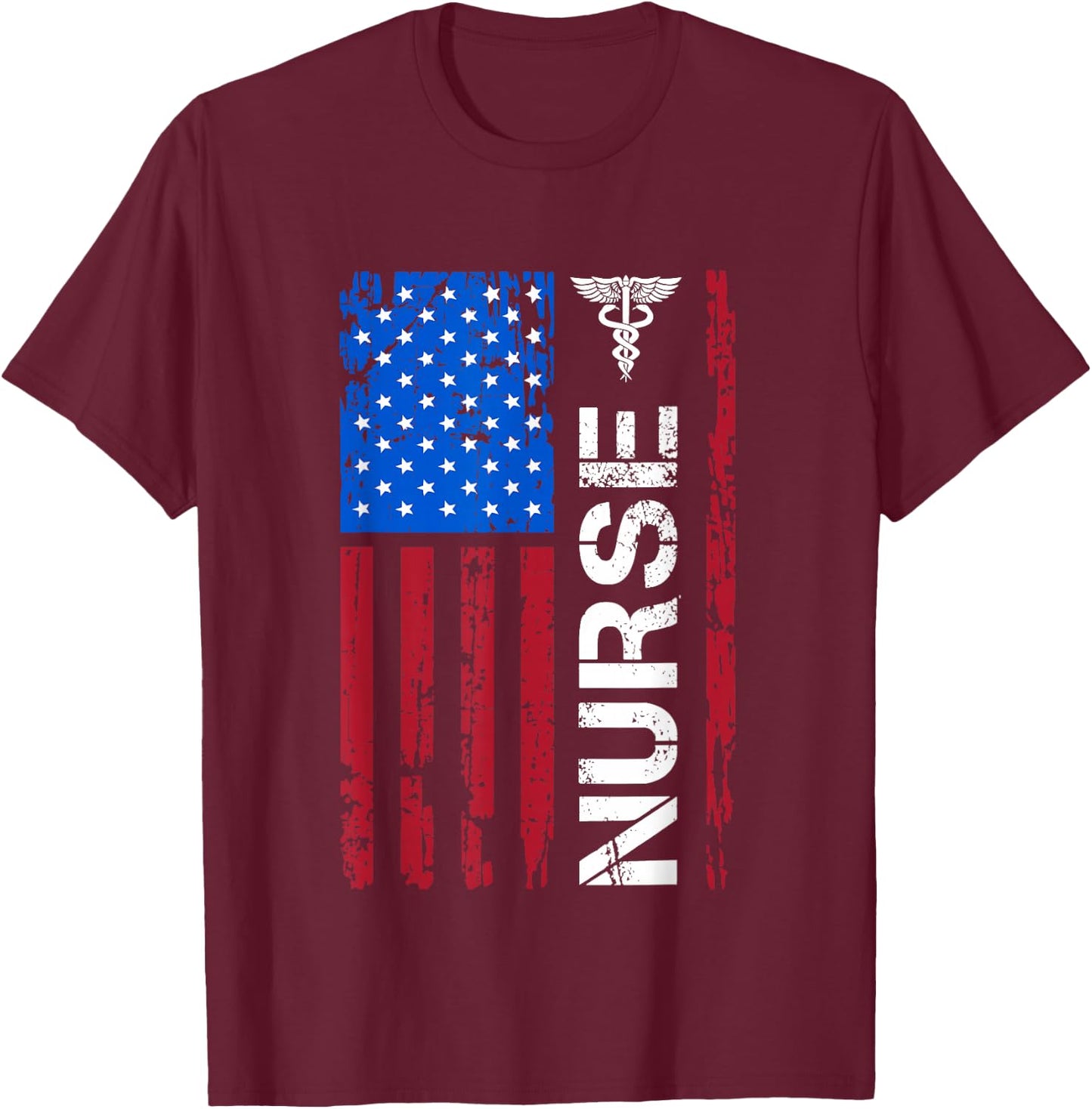 Patriotic Nurse 4th Of July American Flag Independence Day T-Shirt - T-Shirt | Maroon