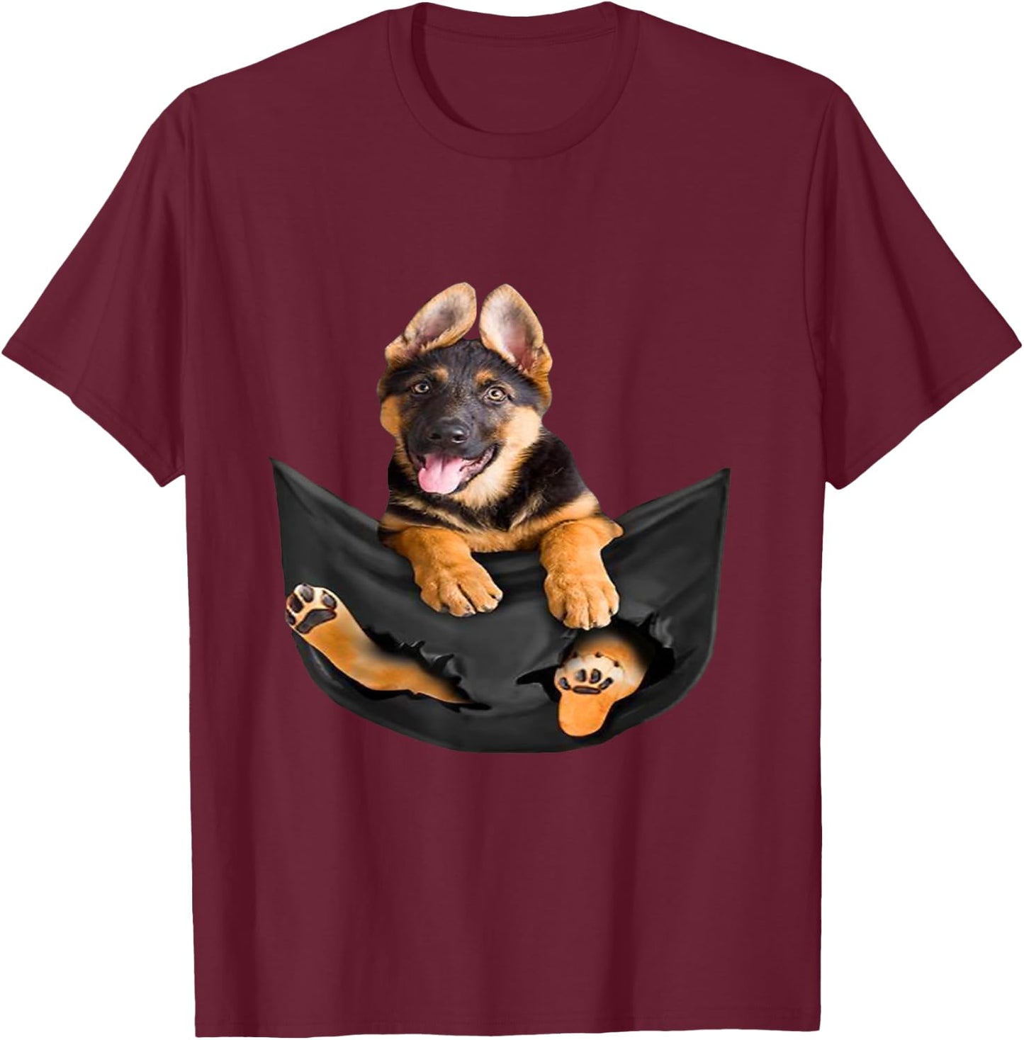 Dog Lovers Gifts German shepherd In Pocket Funny Dog Face T-Shirt - T-Shirt | Maroon