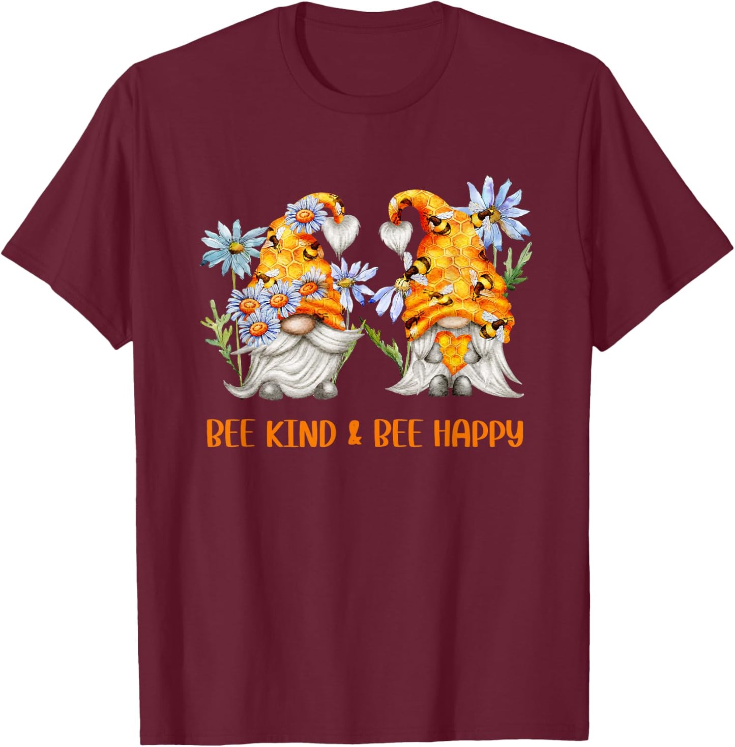 Cute Honey Bee Gnome For Beekeeper Bee Kind And Bee Happy T-Shirt - T-Shirt | Maroon