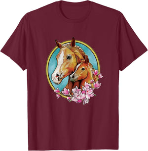 Horses Mom Horse lovers Mother Daughter Horse T-Shirt - T-Shirt | Maroon