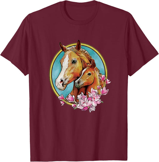 Horses Mom Horse lovers Mother Daughter Horse T-Shirt - T-Shirt | Maroon