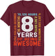 Kids 8th Birthday 8 Years Old Vintage Retro 96 Months Boy Girl T-Shirt - T-Shirt | Maroon