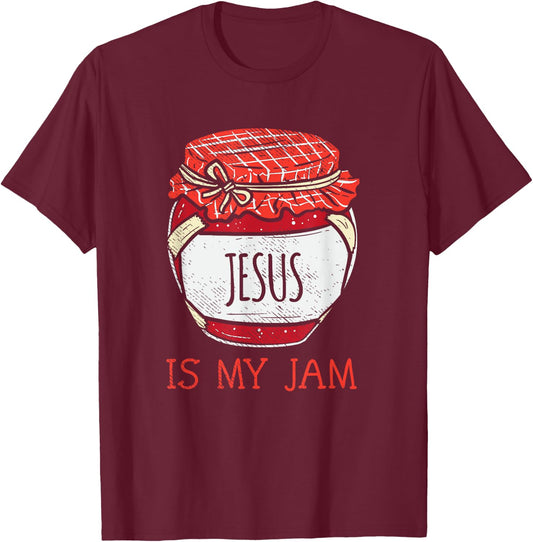 Fun Inspirational Religious Saying | Cute Jesus Is My Jam T-Shirt - T-Shirt | Maroon