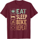 Eat Sleep Bike Repeat Bicycle T-Shirt - T-Shirt | Maroon