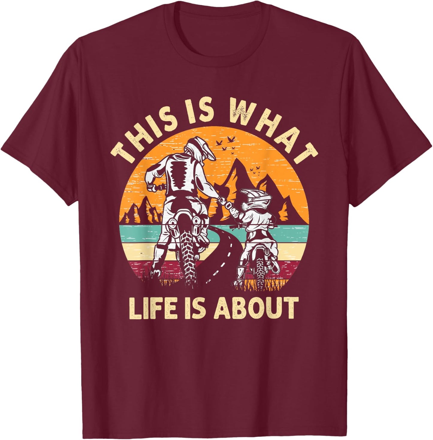 Motocross Dirt Bike Dad Motorcycle Biker Father Kids Son T-Shirt - T-Shirt | Maroon