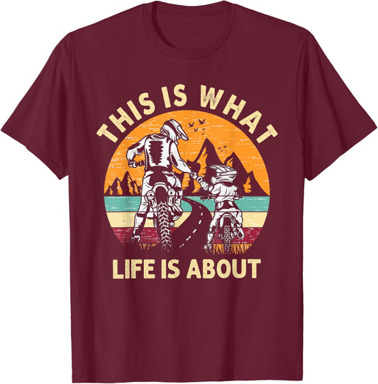 Motocross Dirt Bike Dad Motorcycle Biker Father Kids Son T-Shirt - T-Shirt | Maroon