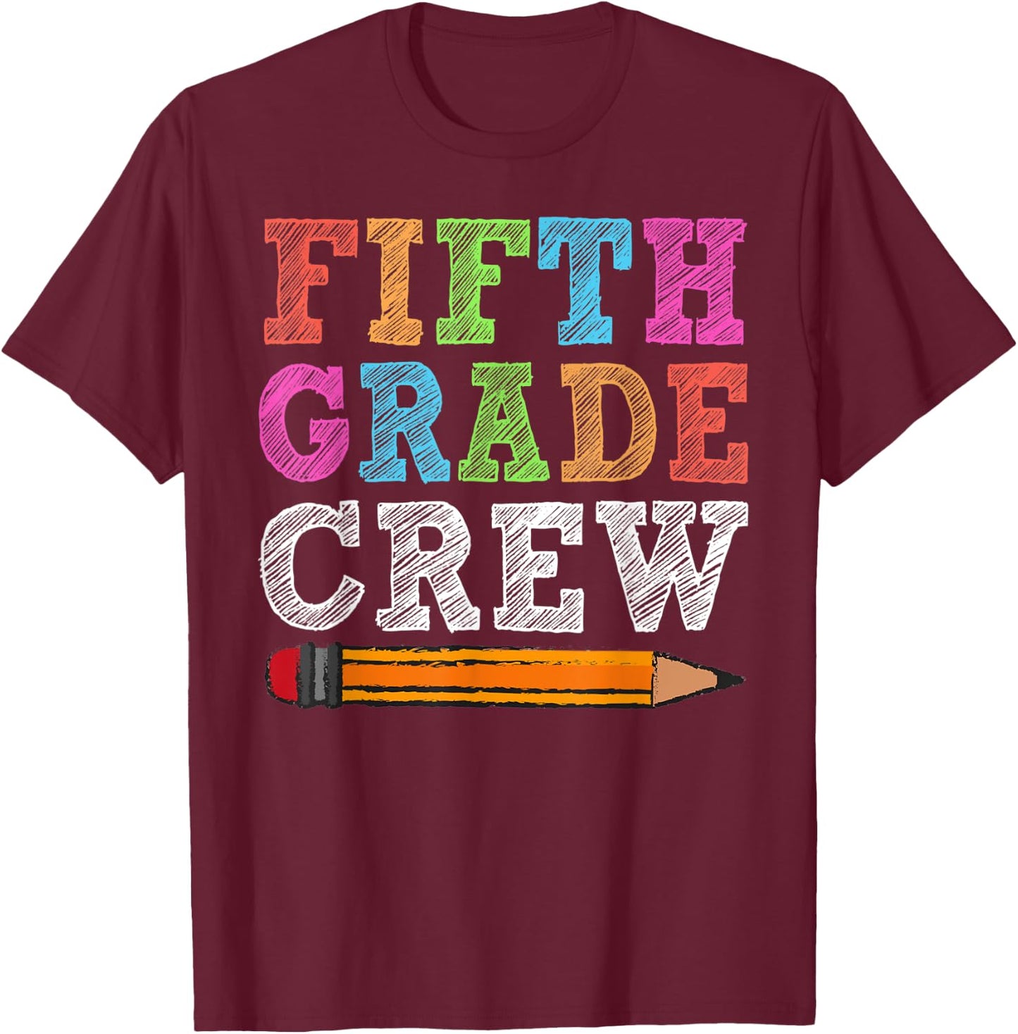 Fifth Grade Crew 5th Grade Gift Back To School T-Shirt - T-Shirt | Maroon