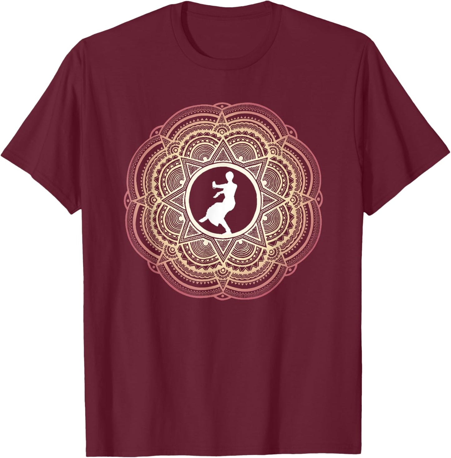 Indian Classical Dance - Mandala Design T-Shirt - T-Shirt | Maroon