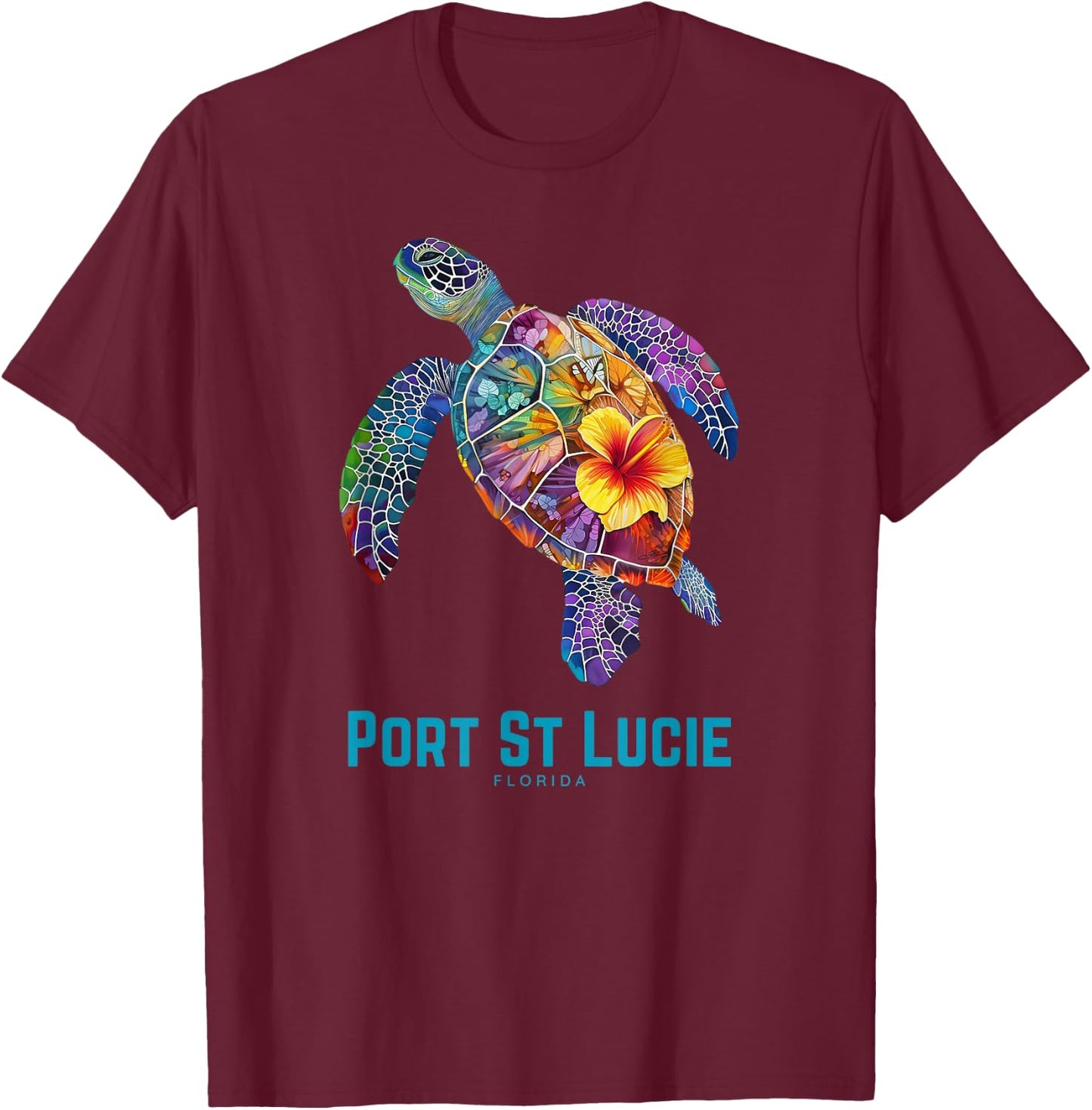 Port St Lucie Florida FL Beach Gift Sea Turtle Women T-Shirt - T-Shirt | Maroon