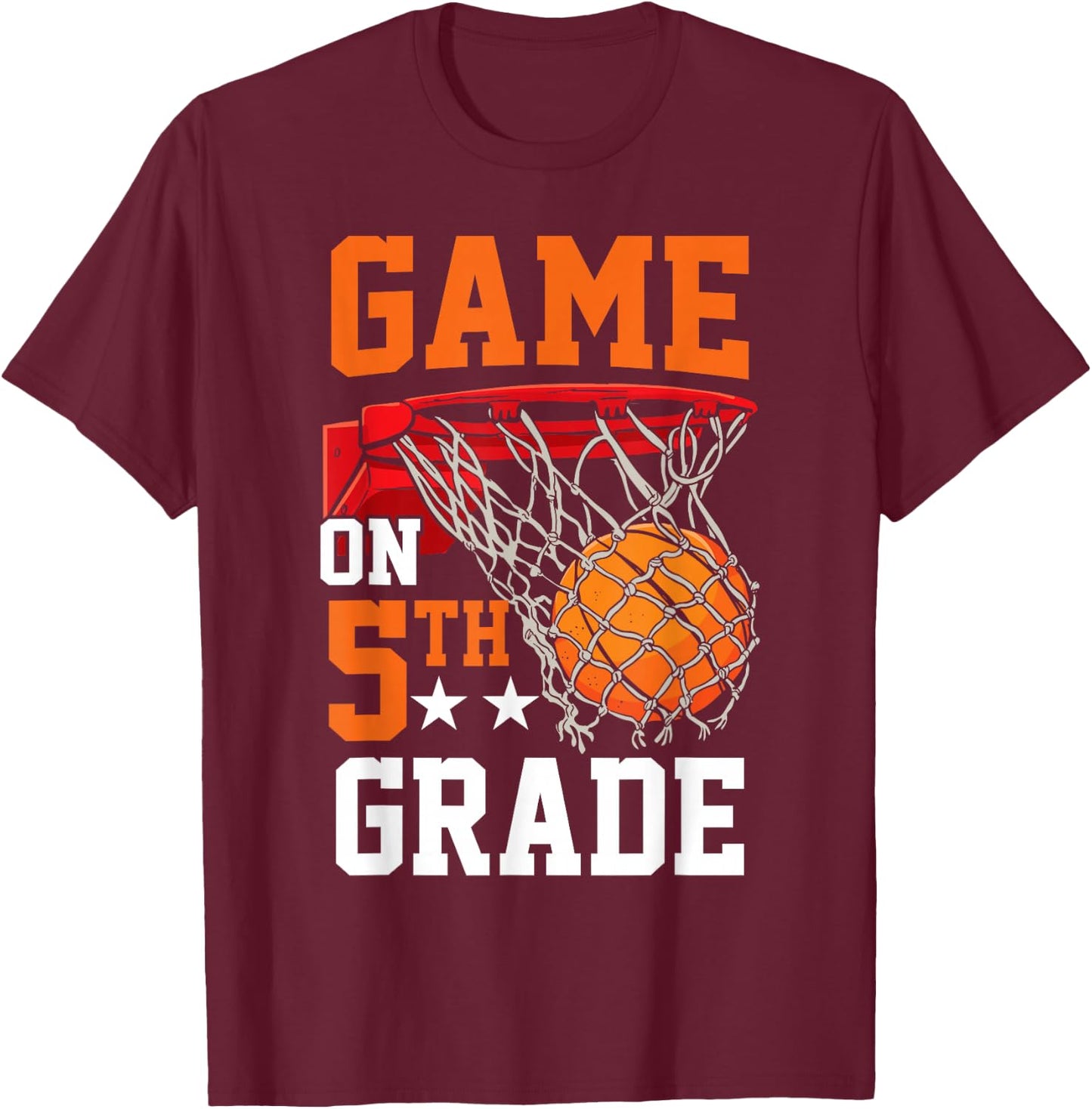 Fifth Grade Game on Basketball Back To School 5th Grade T-Shirt - T-Shirt | Maroon