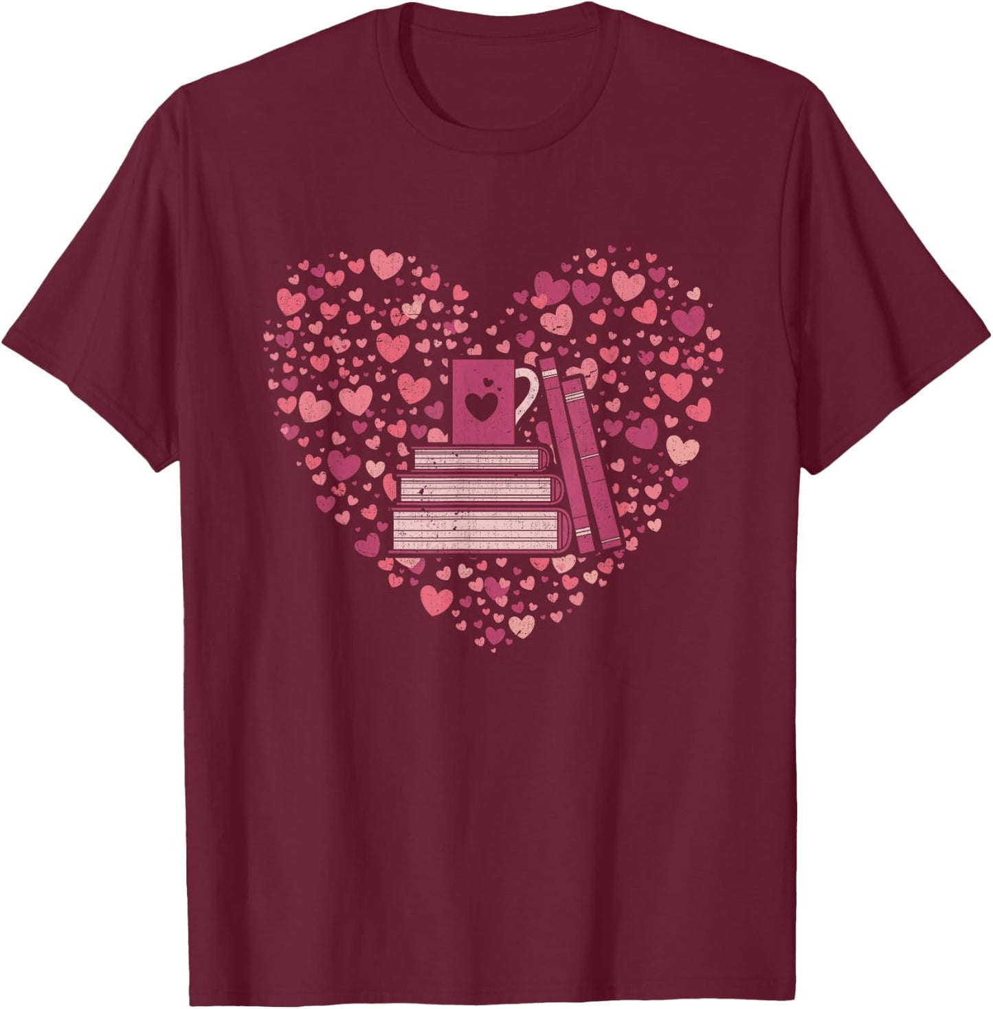 Book Heart Book Reader Gift Bookworm Nerd Love Reading T-Shirt - T-Shirt | Maroon