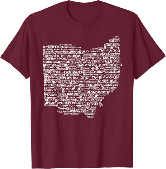 Drink Local Ohio Breweries T-Shirt - T-Shirt | Maroon