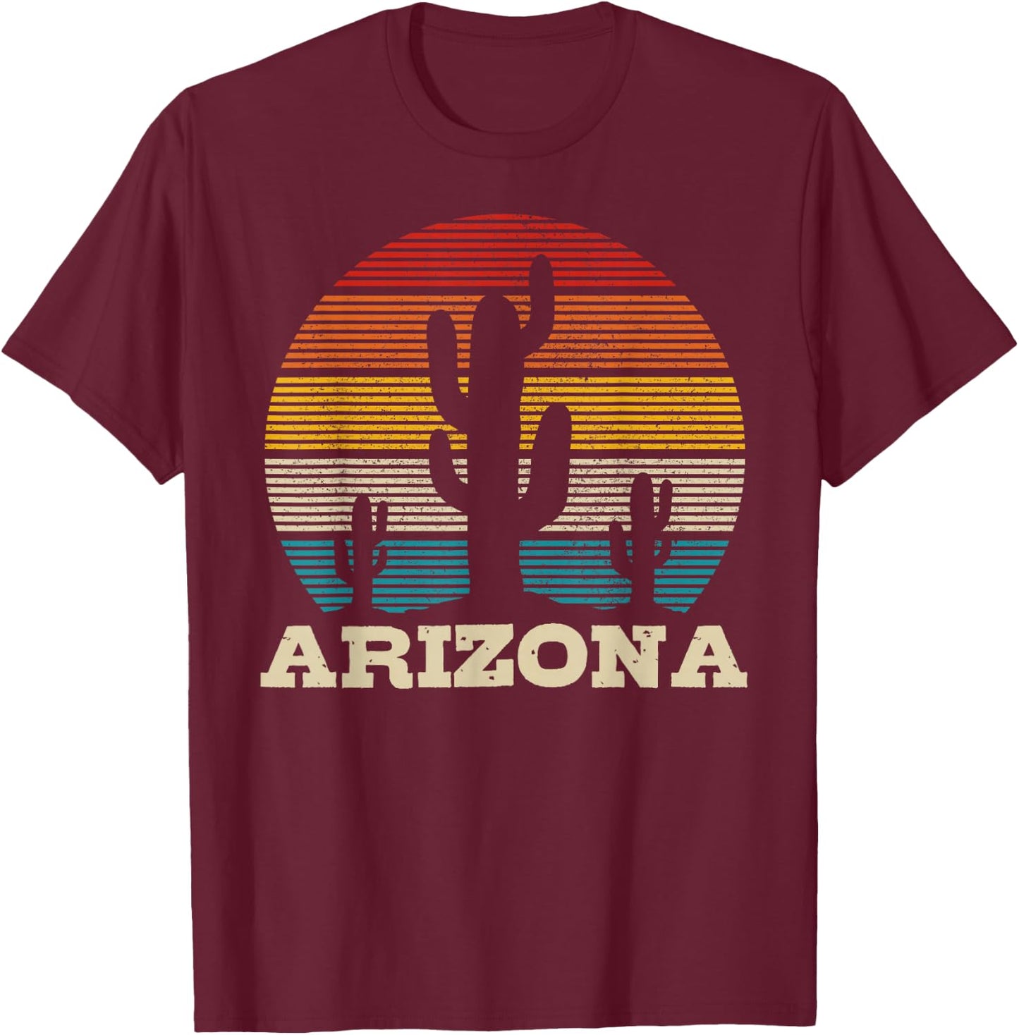 Arizona Cactus Vintage Souvenir T-Shirt - T-Shirt | Maroon