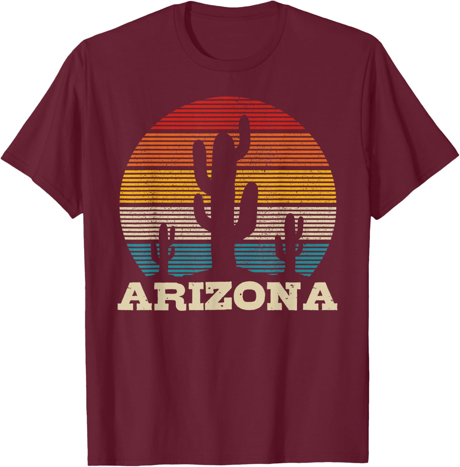 Arizona Cactus Vintage Souvenir T-Shirt - T-Shirt | Maroon
