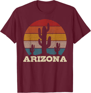 Arizona Cactus Vintage Souvenir T-Shirt - T-Shirt | Maroon