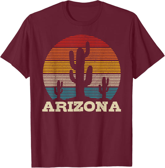 Arizona Cactus Vintage Souvenir T-Shirt - T-Shirt | Maroon