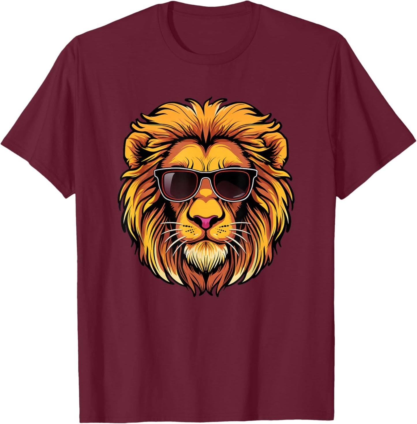 Lion Sunglasses T-Shirt - T-Shirt | Maroon
