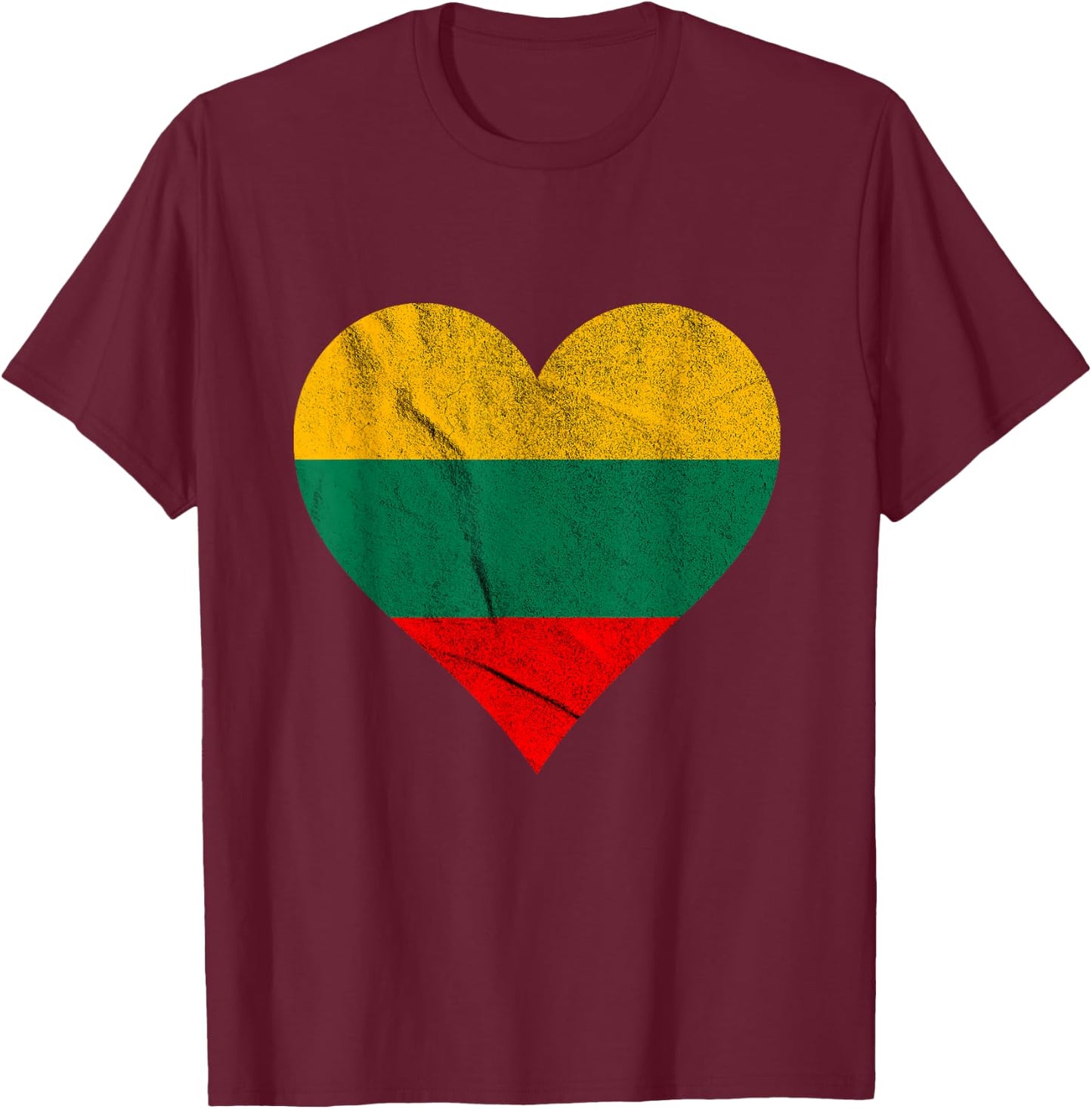 Lithuanian Heart Lithuanian Flag Lithuanian Roots T-Shirt - T-Shirt | Maroon