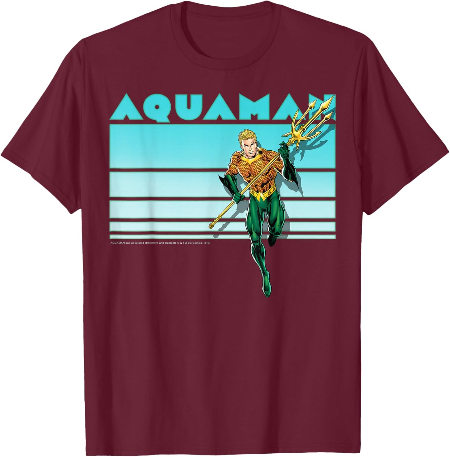 DC Comics Aquaman Vintage Stripes T-Shirt - T-Shirt | Maroon