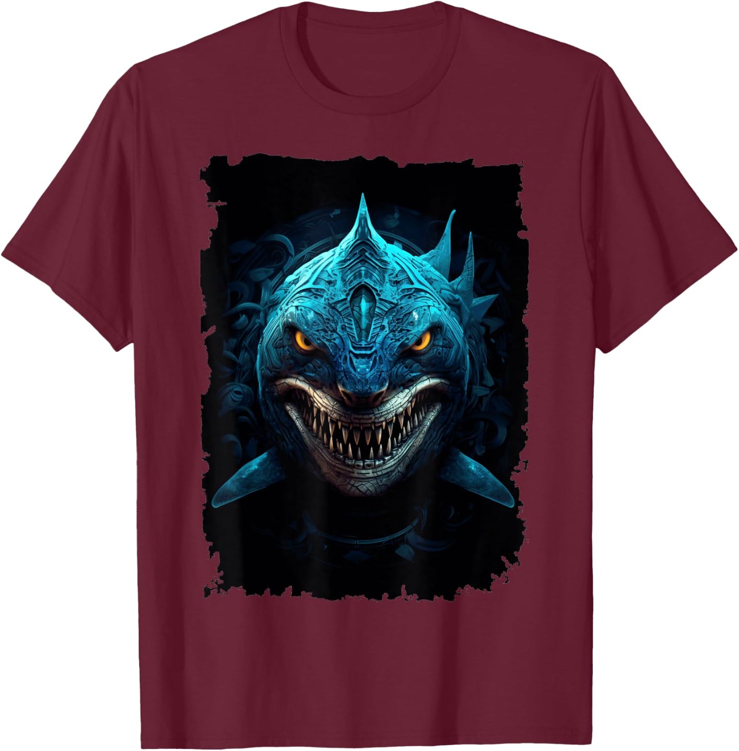 Great White Shark - Surfer Graphic T-Shirt - T-Shirt | Maroon