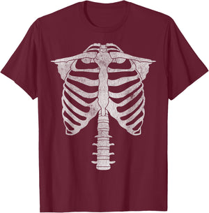 Skeleton Torso Rib Cage Halloween T-Shirt - T-Shirt | Maroon