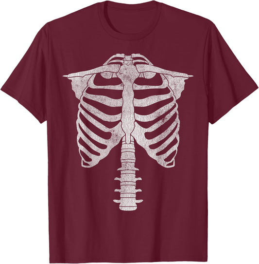 Skeleton Torso Rib Cage Halloween T-Shirt - T-Shirt | Maroon