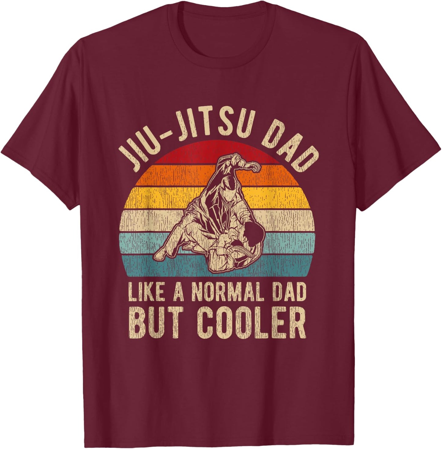 Retro Jiu-Jitsu Dad Shirt BJJ Men Father Vintage T-Shirt - T-Shirt | Maroon